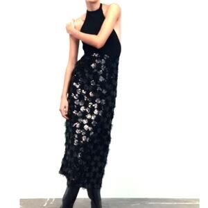 Zara Black and Silver Midi Dress